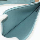 HERMES Her bag Zip GM Hand Bag Canvas Leather Blue Silver Auth BA8733SAM-36