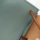 HERMES Her bag Zip GM Hand Bag Canvas Leather Blue Silver Auth BA8733SAM-38