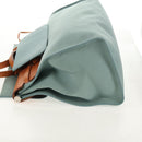 HERMES Her bag Zip GM Hand Bag Canvas Leather Blue Silver Auth BA8733SAM-3