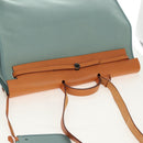 HERMES Her bag Zip GM Hand Bag Canvas Leather Blue Silver Auth BA8733SAM-6