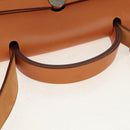 HERMES Her bag Zip GM Hand Bag Canvas Leather Blue Silver Auth BA8733SAM-7