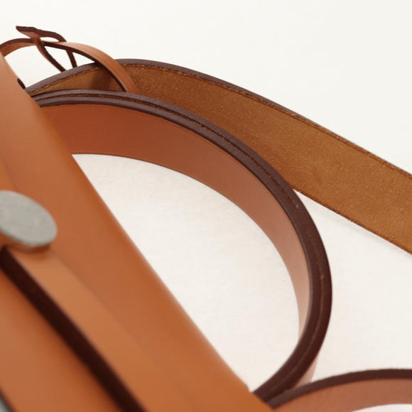 HERMES Her bag Zip GM Hand Bag Canvas Leather Blue Silver Auth BA8733SAM