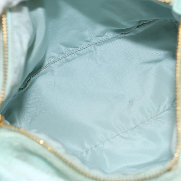 Miu Miu Shoulder Bag pile Turquoise Blue Gold Auth BA8734V