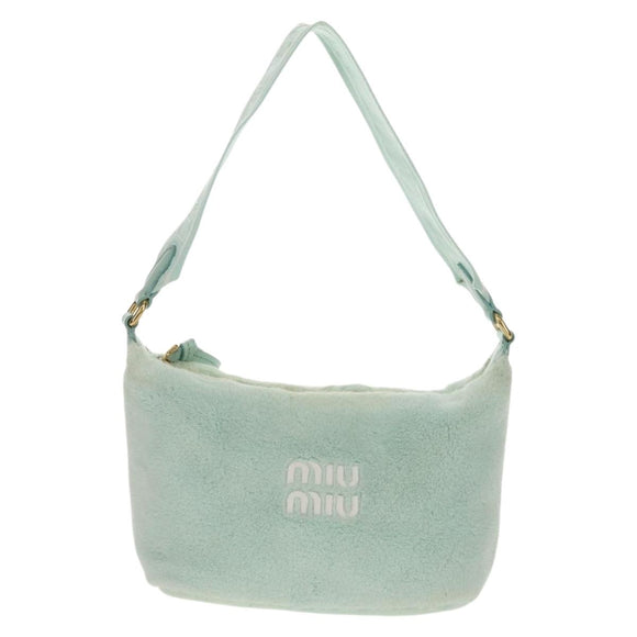 Miu Miu Shoulder Bag pile Turquoise Blue Gold Auth BA8734V