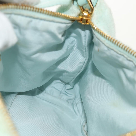 Miu Miu Shoulder Bag pile Turquoise Blue Gold Auth BA8734V