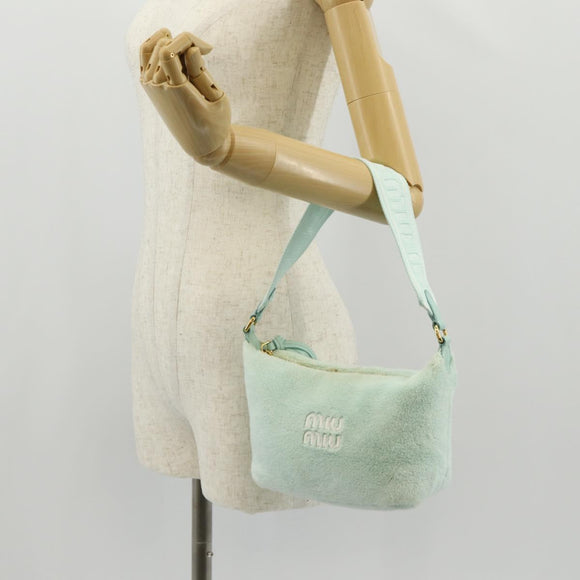 Miu Miu Shoulder Bag pile Turquoise Blue Gold Auth BA8734V