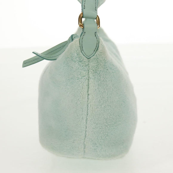 Miu Miu Shoulder Bag pile Turquoise Blue Gold Auth BA8734V