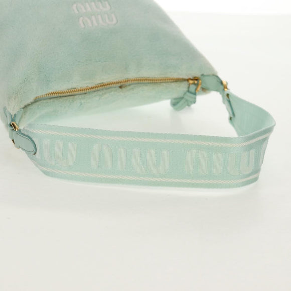 Miu Miu Shoulder Bag pile Turquoise Blue Gold Auth BA8734V