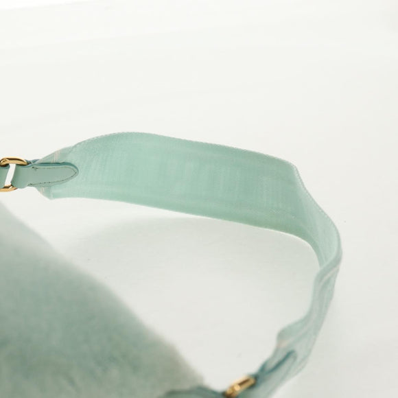 Miu Miu Shoulder Bag pile Turquoise Blue Gold Auth BA8734V