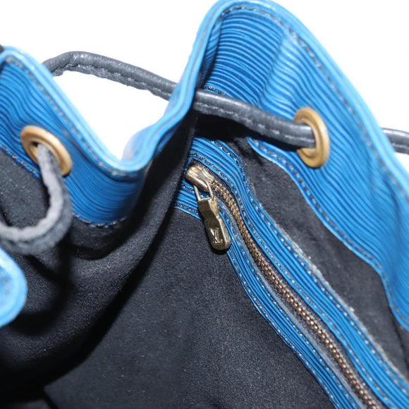 LOUIS VUITTON Epi Petit Noe Bag Bicolor Black Blue M44152 LV Auth BA8744