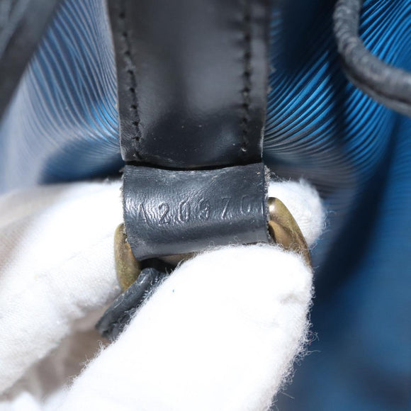 LOUIS VUITTON Epi Petit Noe Bag Bicolor Black Blue M44152 LV Auth BA8744