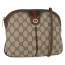 GUCCI GG Supreme Web Sherry Line Bag PVC Beige Gold 904 02 047 Auth BA8747-1
