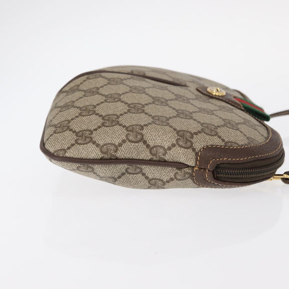 GUCCI GG Supreme Web Sherry Line Bag PVC Beige Gold 904 02 047 Auth BA8747