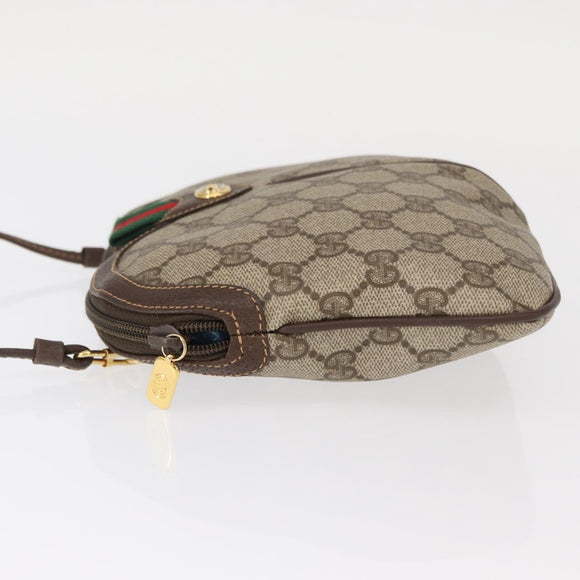 GUCCI GG Supreme Web Sherry Line Bag PVC Beige Gold 904 02 047 Auth BA8747