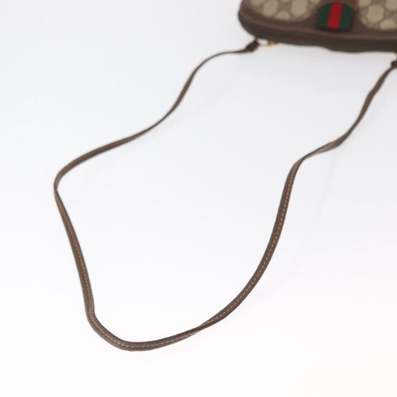 GUCCI GG Supreme Web Sherry Line Bag PVC Beige Gold 904 02 047 Auth BA8747