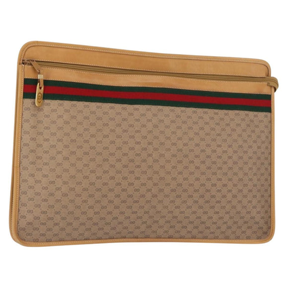 GUCCI Micro GG Supreme Web Sherry Line Bag PVC Beige 017 115 4126 Auth BA8748