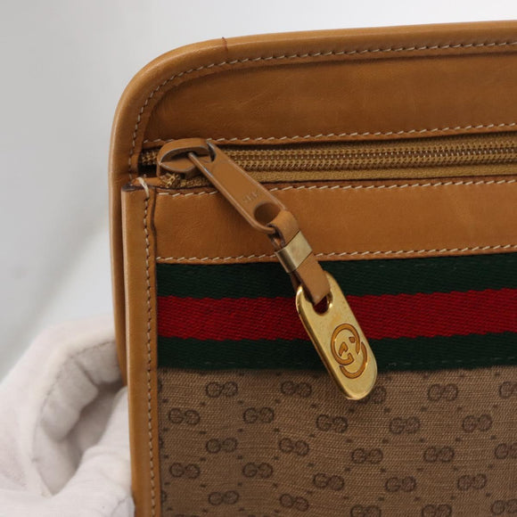 GUCCI Micro GG Supreme Web Sherry Line Bag PVC Beige 017 115 4126 Auth BA8748