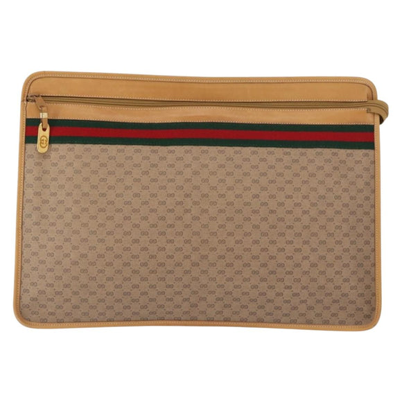 GUCCI Micro GG Supreme Web Sherry Line Bag PVC Beige 017 115 4126 Auth BA8748