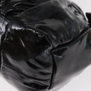 GUCCI Hand Bag Enamel Black Gold 197020 Auth BA8750-11