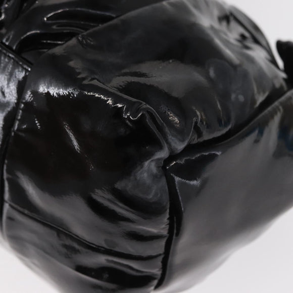 GUCCI Hand Bag Enamel Black Gold 197020 Auth BA8750