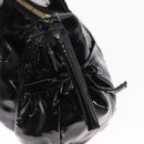 GUCCI Hand Bag Enamel Black Gold 197020 Auth BA8750-14