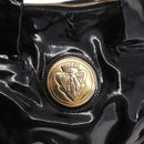 GUCCI Hand Bag Enamel Black Gold 197020 Auth BA8750-15