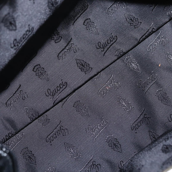 GUCCI Hand Bag Enamel Black Gold 197020 Auth BA8750