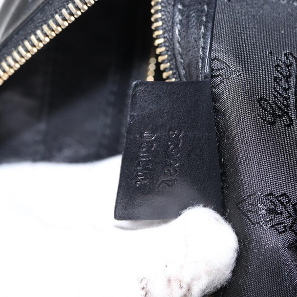 GUCCI Hand Bag Enamel Black Gold 197020 Auth BA8750