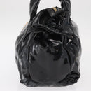 GUCCI Hand Bag Enamel Black Gold 197020 Auth BA8750-4