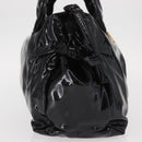 GUCCI Hand Bag Enamel Black Gold 197020 Auth BA8750-5