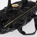 GUCCI Hand Bag Enamel Black Gold 197020 Auth BA8750-6