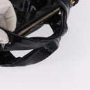 GUCCI Hand Bag Enamel Black Gold 197020 Auth BA8750-7