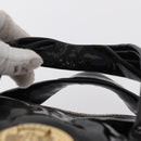 GUCCI Hand Bag Enamel Black Gold 197020 Auth BA8750-8