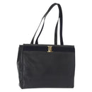 Salvatore Ferragamo Vala Tote Bag Leather Navy Gold Auth BA8751-1