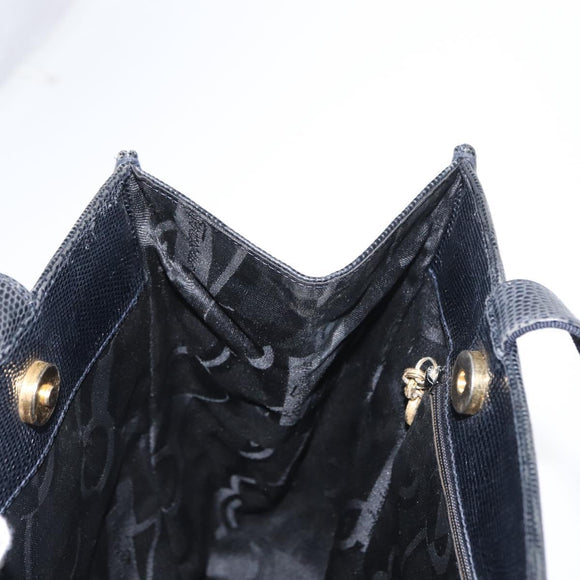 Salvatore Ferragamo Vala Tote Bag Leather Navy Gold Auth BA8751