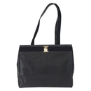 Salvatore Ferragamo Vala Tote Bag Leather Navy Gold Auth BA8751-13