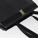 Salvatore Ferragamo Vala Tote Bag Leather Navy Gold Auth BA8751-6