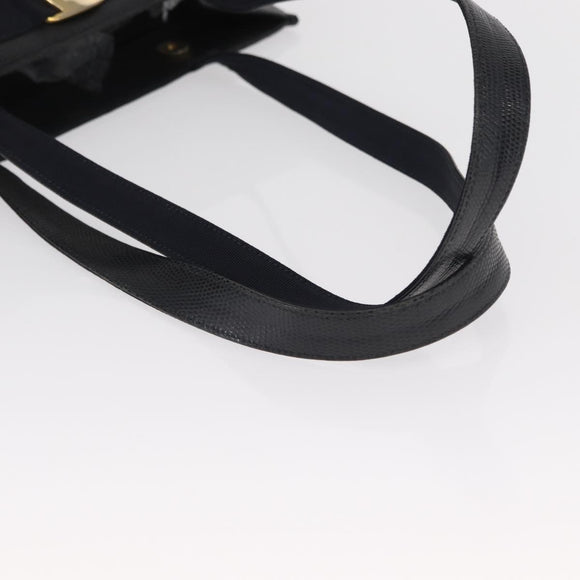 Salvatore Ferragamo Vala Tote Bag Leather Navy Gold Auth BA8751
