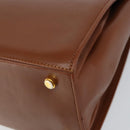 Salvatore Ferragamo Hand Bag Leather Brown Gold Auth BA8753-9