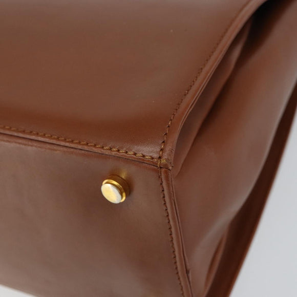 Salvatore Ferragamo Hand Bag Leather Brown Gold Auth BA8753