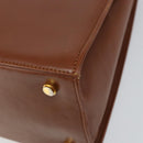 Salvatore Ferragamo Hand Bag Leather Brown Gold Auth BA8753-15