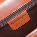 Salvatore Ferragamo Hand Bag Leather Brown Gold Auth BA8753-12