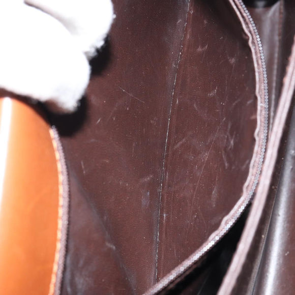 Salvatore Ferragamo Hand Bag Leather Brown Gold Auth BA8753