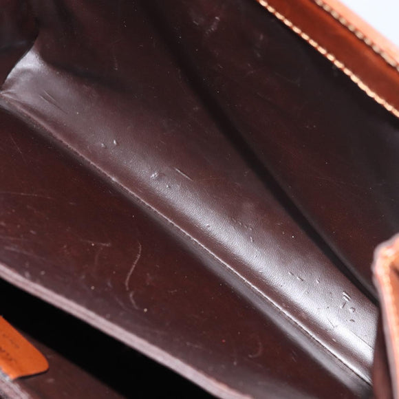 Salvatore Ferragamo Hand Bag Leather Brown Gold Auth BA8753