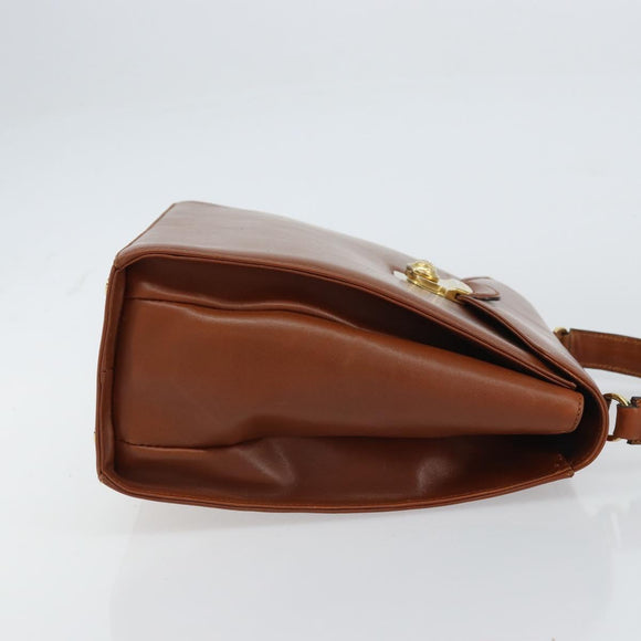 Salvatore Ferragamo Hand Bag Leather Brown Gold Auth BA8753