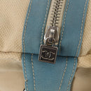 CHANEL Boston Bag Canvas Beige Silver CC Auth BA8755-22