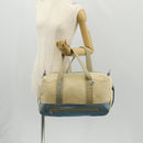 CHANEL Boston Bag Canvas Beige Silver CC Auth BA8755-29
