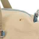 CHANEL Boston Bag Canvas Beige Silver CC Auth BA8755-2