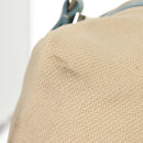 CHANEL Boston Bag Canvas Beige Silver CC Auth BA8755-14