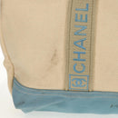 CHANEL Boston Bag Canvas Beige Silver CC Auth BA8755-5